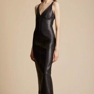 Khaite Ditka Leather Midi Dress